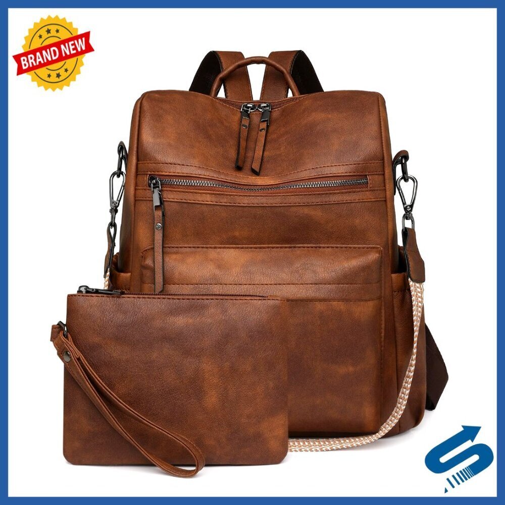 Leather Backpack Purse Anti-Theft Multipurpose Travel Satchel Convertible